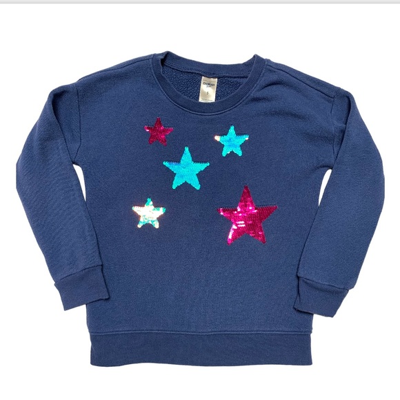 OshKosh B'gosh Other - 🆕 Navy Blue Flippy Flip Sequin Star Long Sleeve Sweater Shirt OshKosh B’gosh 5
